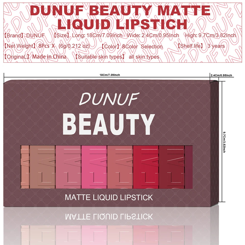 Waterproof Matte Lip Kit – 8 Long Lasting Shades